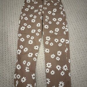Abercrombie Kids Brown Pants with White Floral Pattern